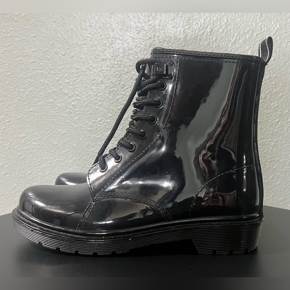 MICHAEL KORS Tavie Logo Tape Lace-Up Rain Combat Boot Fall Winter Outdoor - Picture 4 of 10